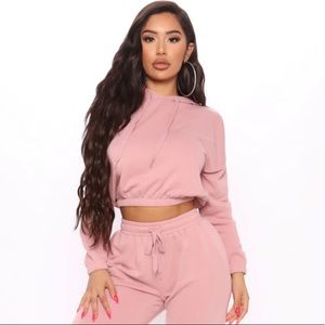 Crop Hoodie- Mauve
